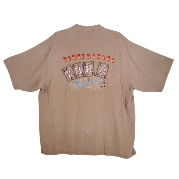 Tommy Bahama Pure Silk Shirt Hawaiian Men XL Brown Embroidered Ride 'Em Cowboys - Picture 11 of 11